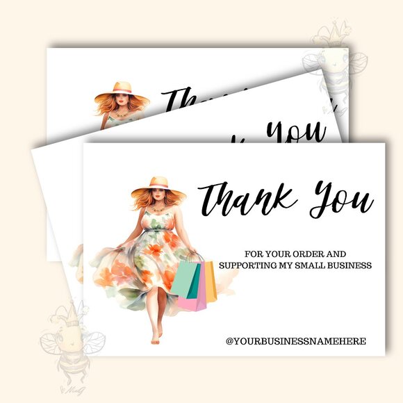 Curvy Girl Thank You Cards for Small Business Insert Packaging - Picture 1 of 6